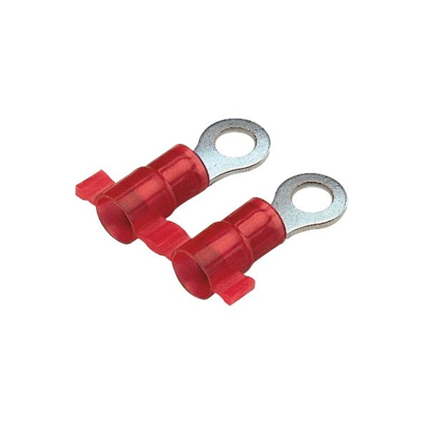 Ring Terminal, #8 Stud Size, 18 AWG, 600 V, Nylon Insulated, Red, Crimp Termination Only, 3000 PK